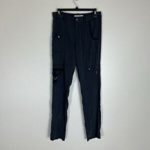 Go Silk Women's Washable Silk Black Cargo Pants size 4 Side Pocket Zipper